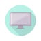 Vector flat monoblock, monitor. Personal computer color round icon in flat style.