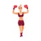 Vector flat muscular althlete boxer woman