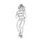 Vector flat muscular boxer woman