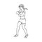 Vector flat muscular boxer woman