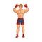 Vector flat muscular handsome boxer man
