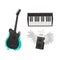 Vector flat music symbol piano guitar loudspeaker