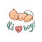 Vector flat newborn cute baby boy in diaper