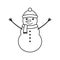 Vector flat outline snowman