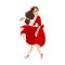 Vector flat parisian girl in beret red dress