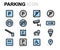 Vector flat parking icons set