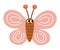 Vector flat pink butterfly icon. Adorable farm picture. Funny woodland, forest or garden insect. Cute bug illustration for kids