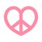 Vector flat pink heart peace sign