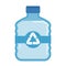 Vector flat plastic water bottle carboy with recycle symbol.