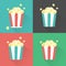 Vector Flat Popcorn Striped Buckets Set Illustration