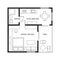 Vector flat projection apartment. Small house plan with furniture. Black and white illustration.