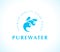 Vector flat pure water logotype on white background. Water waves emblem isolated.