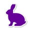 Vector flat purple rabbit sticker icon isolated on a white background