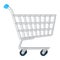 Vector flat realistic illustration of side view empty supermarket shopping cart. Shopping trolley isolated on white background