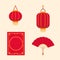 Vector flat red lantern banner chinese new year.
