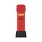 Vector flat Red mailbox, public and private address classic postbox, golden plate. British royal mail service wall