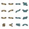 Vector flat ribbon icons set