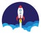 Vector flat rocket web icon.