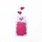 Vector flat romantic jar of hearts illustration. Glass bottle of red gradient heart isolated on transparent background. Concept of