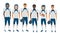 Vector flat school american football young guys team in uniform isolated.