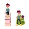 Vector flat schoolboy character set isolated