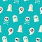 Vector Flat Seamless Scary Ghost and Spirit Halloween Pattern