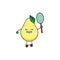 Vector flat sketch pear playing badminton
