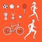 Vector flat sketch sport symbols monochrome icon