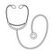 Vector flat stethoscope icon outline. Medical equipment line art picture isolated on white background. Healthcare, research and