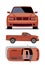 Vector flat-style cars in different views. Orange pickup truck
