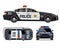 Vector flat-style cars in different views. Police car