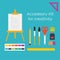 Vector flat style education art tools and school supplies