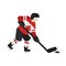 Vector flat style illustration of Canadian hockey player.