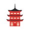 Vector flat style illustration of Japanese traditional building.