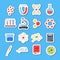 Vector flat style science icons stickers with shadows set