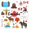 Vector flat style set of Canadian national cultural symbols.