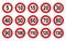 Vector flat style set of generic speed limit signs with black number and red circle