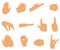 Vector flat style set of various hands gestures.