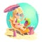 Vector flat summer cartoon illustration.