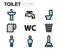 Vector flat toilet icons set