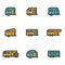 Vector flat trailer icons set