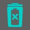 Vector flat trash bin with battery silhouette and prohibition sign