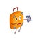 Vector flat travel bag, suitcase character afraid