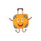 Vector flat travel bag, suitcase character smiling