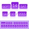Vector flat violet calendar with analog flip numbers