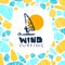 Vector flat wind surfing logo illustration.