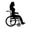 Vector flat woman in invalid wheelchair silhouette