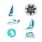 Vector flat yacht club, regatta icon set.