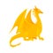 Vector flat yellow colored dragon with wings horns