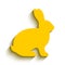 Vector flat yellow side silhouette of a rabbit with long shadow isolated on a white background